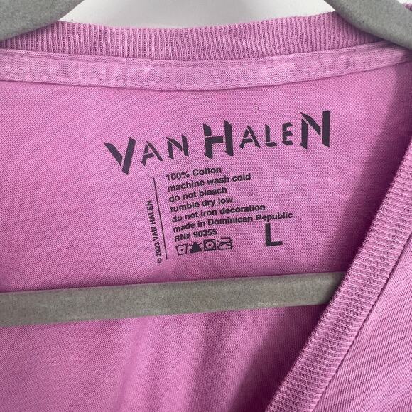 Officially Licensed Van Halen 1979 Tour T-Shirt Pink Acid Wash Large NWOT - Picture 3 of 6